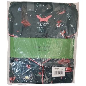 Kate Spade Pajama Set Holiday Sugarplum Fairy Large Green Print Top & Pants NWT
